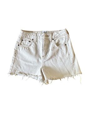 BDG White Denim Frayed Hem Cutoff Shorts